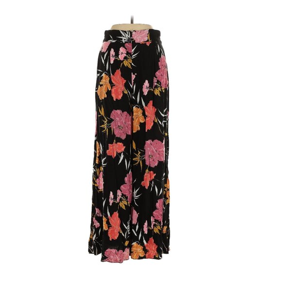 Guess | Black Wide-Leg High Waist Trousers with Pink and Orange Floral Print - 4 - Picture 3 of 8